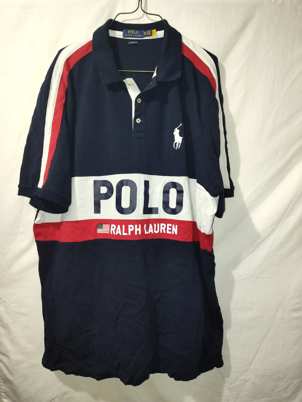 Polo by Ralph Lauren Navy White Red Striped Rugby Polo